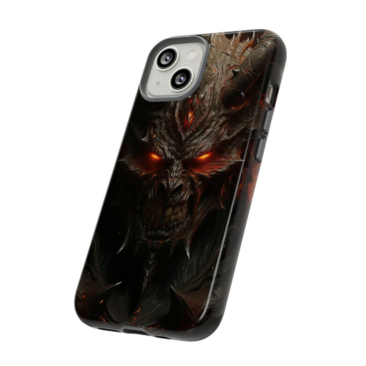 Angry Stone Demon Protective Phone Case - Fiery Gaze Design for iPhone, Samsung, Pixel