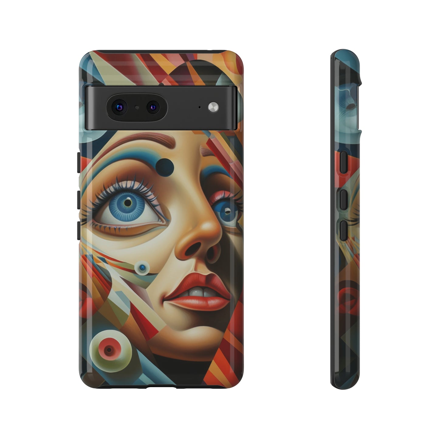 Surreal Shattering Reality Phone Case - Colorful Chaos Around a Woman's Face for iPhone, Samsung, Pixel