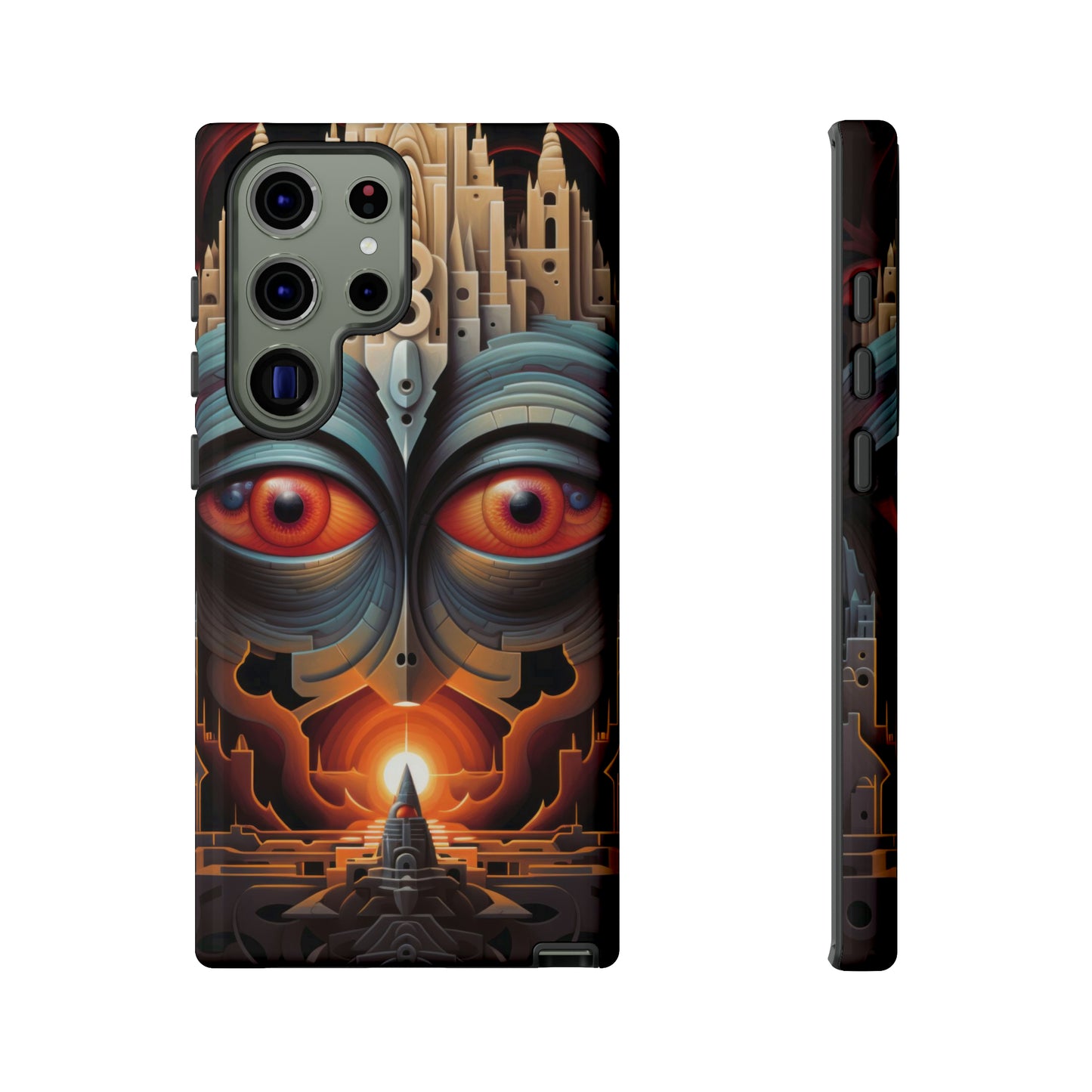 Temple of Watchful Eyes Phone Case - Floating Sanctuary Over Barren Terrain for iPhone, Samsung, Pixel