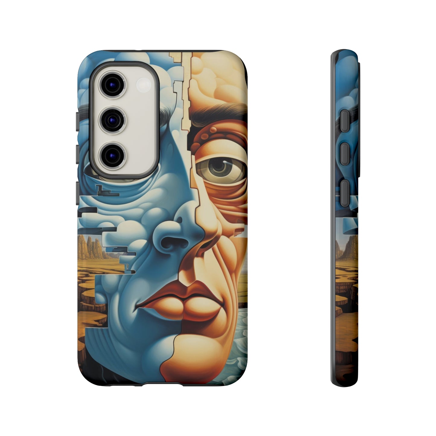 Cubist Cascade: Dual-Toned Face in Watery Reverie Phone Case for iPhone, Samsung, Pixel