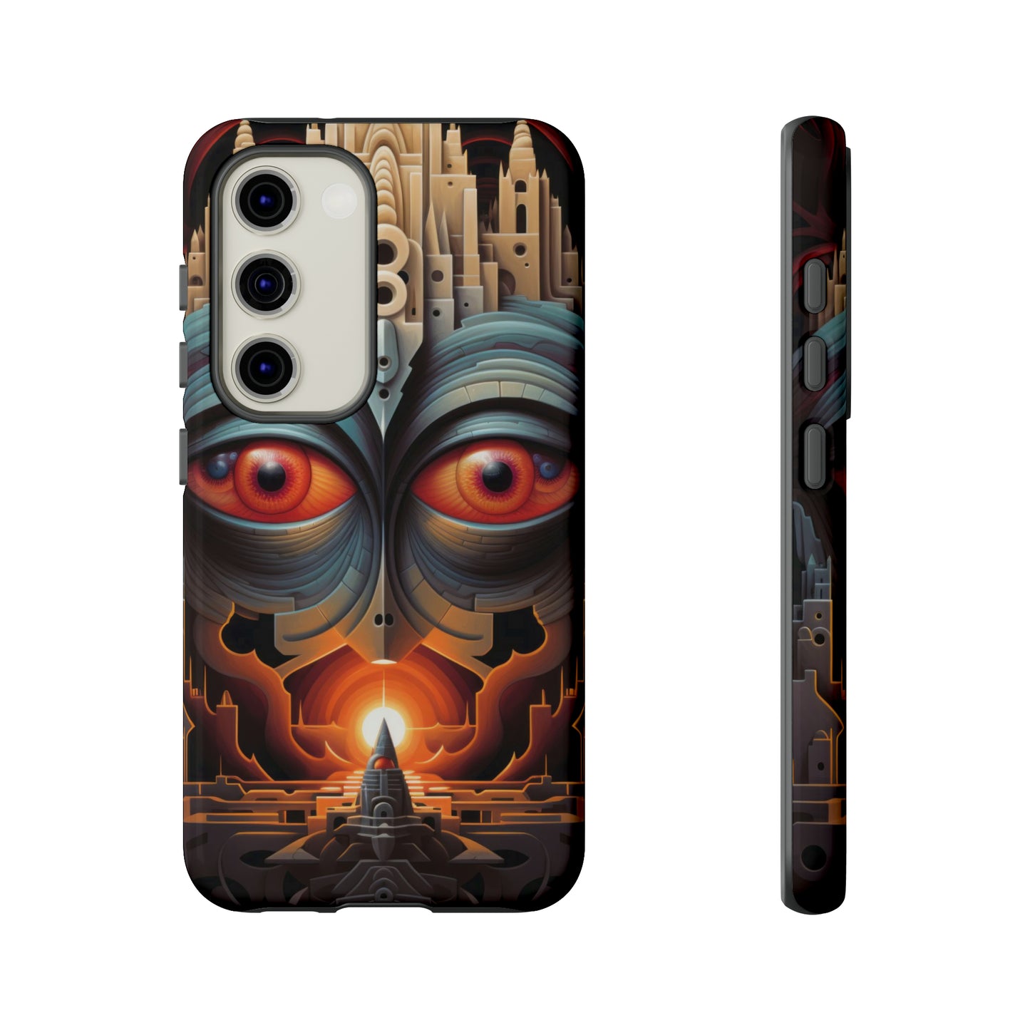 Temple of Watchful Eyes Phone Case - Floating Sanctuary Over Barren Terrain for iPhone, Samsung, Pixel