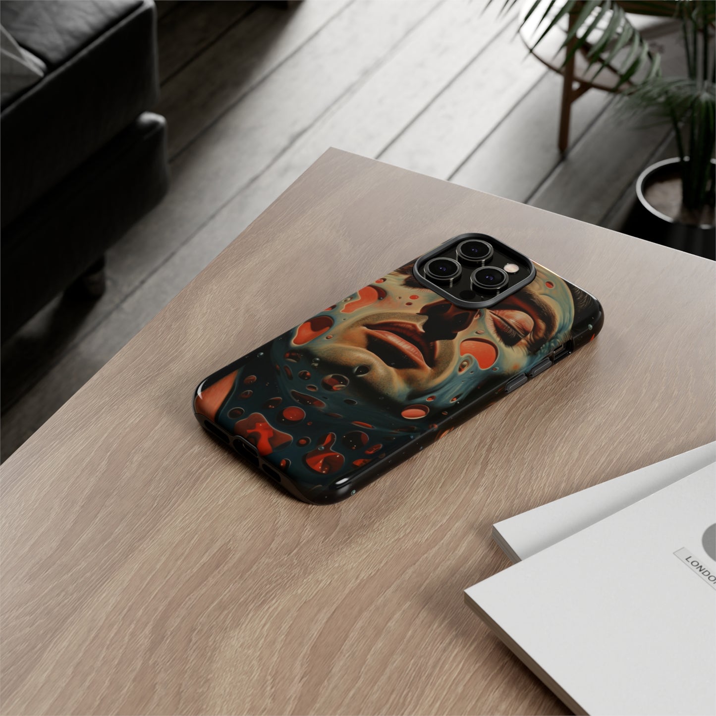 Starry Gaze: Glossy Dual-Layer Surrealism Design Protective Case for iPhone, Samsung, Google Pixel