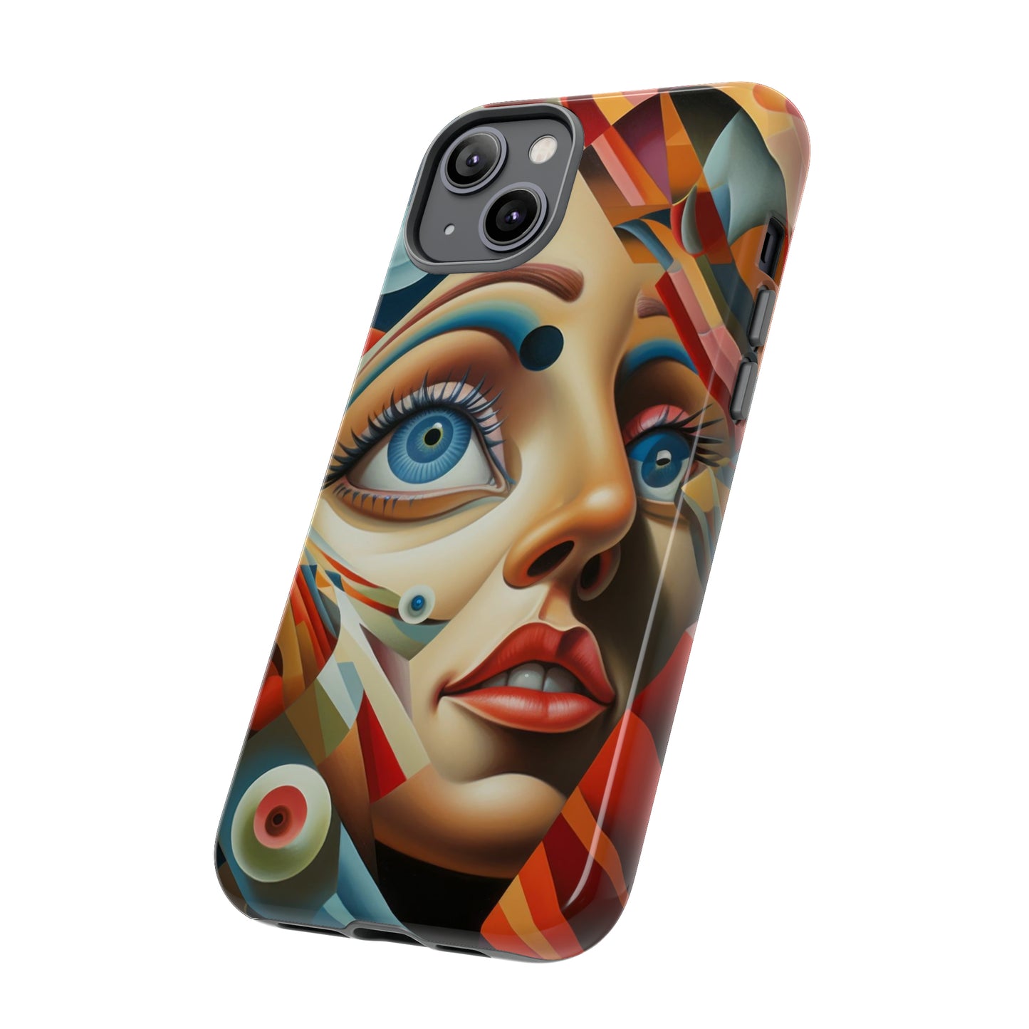 Surreal Shattering Reality Phone Case - Colorful Chaos Around a Woman's Face for iPhone, Samsung, Pixel