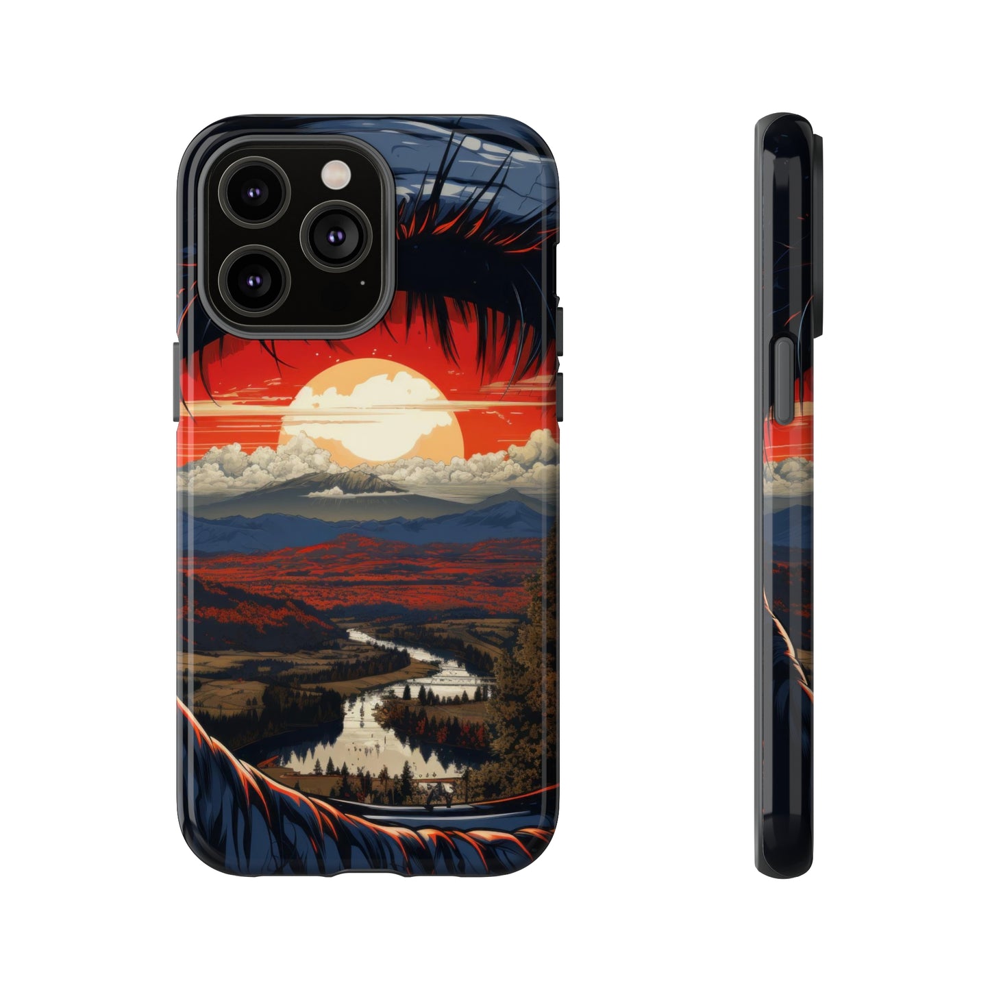 Dawn's Gaze: Sunrise Mountain Reflection in Eye Phone Case for iPhone, Samsung, Pixel