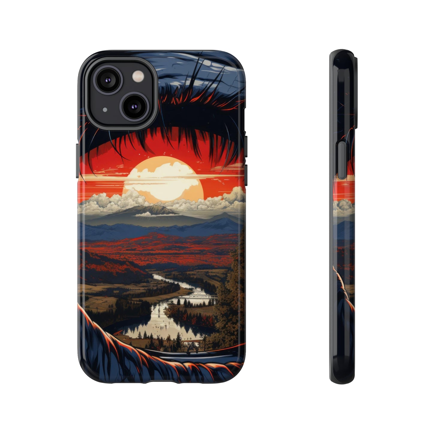 Dawn's Gaze: Sunrise Mountain Reflection in Eye Phone Case for iPhone, Samsung, Pixel