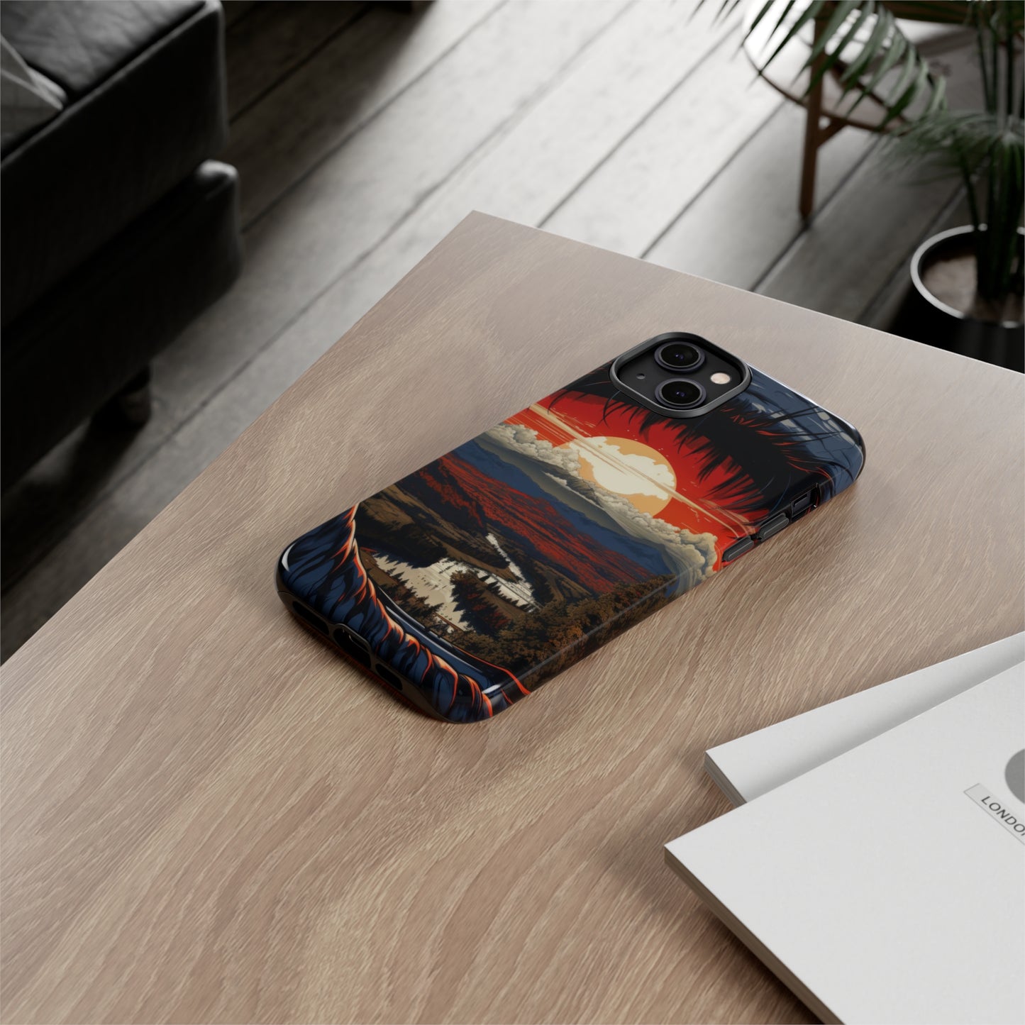 Dawn's Gaze: Sunrise Mountain Reflection in Eye Phone Case for iPhone, Samsung, Pixel