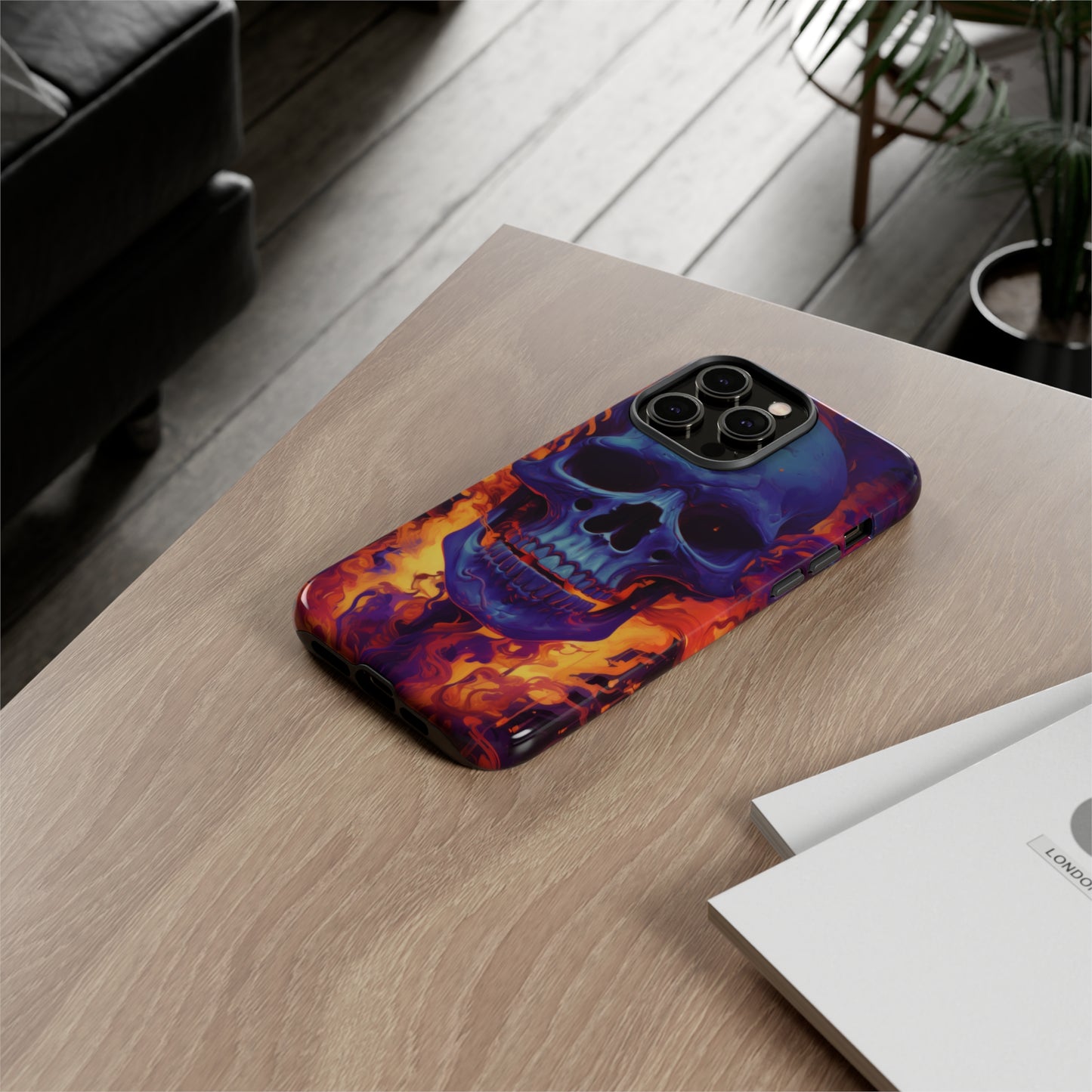 Vivid Eruption: Purple Skull and Colorful Smoke Phone Case for iPhone, Samsung, Pixel