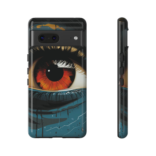 Mystic Gaze: Blue Face with Red Eye Phone Case for iPhone, Samsung, Pixel