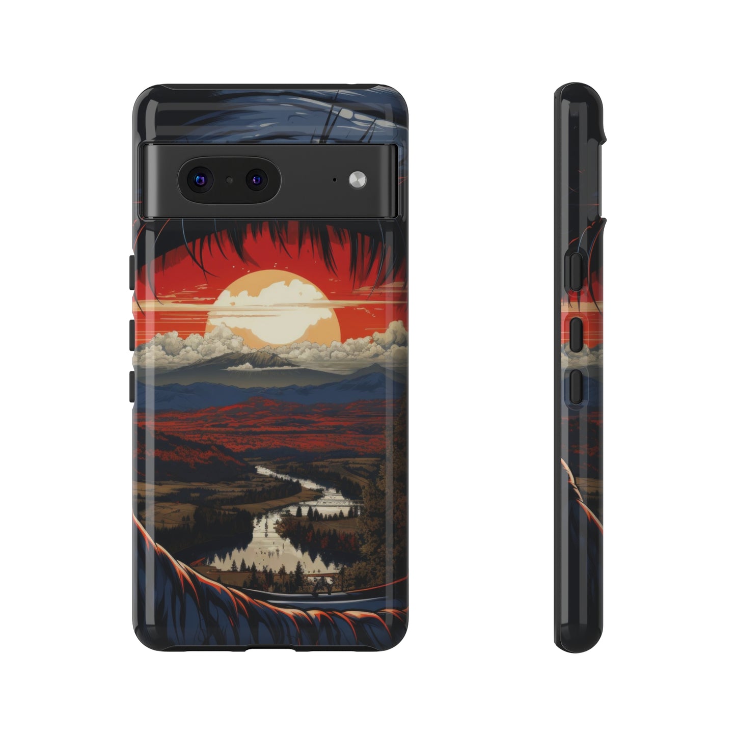 Dawn's Gaze: Sunrise Mountain Reflection in Eye Phone Case for iPhone, Samsung, Pixel