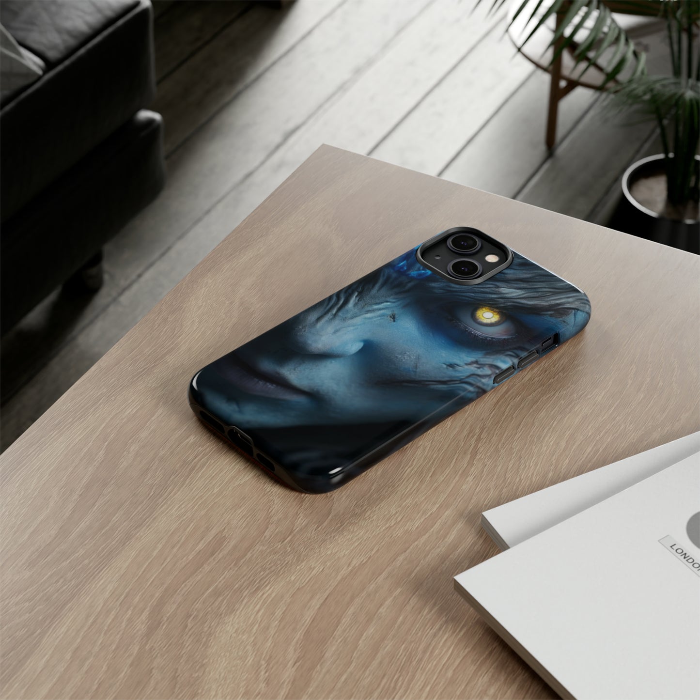 Mystic Blue-skinned Woman Protective Phone Case - Glowing Gaze Design for iPhone, Samsung, Pixel