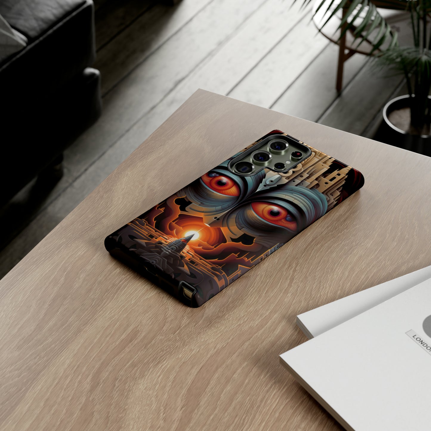 Temple of Watchful Eyes Phone Case - Floating Sanctuary Over Barren Terrain for iPhone, Samsung, Pixel