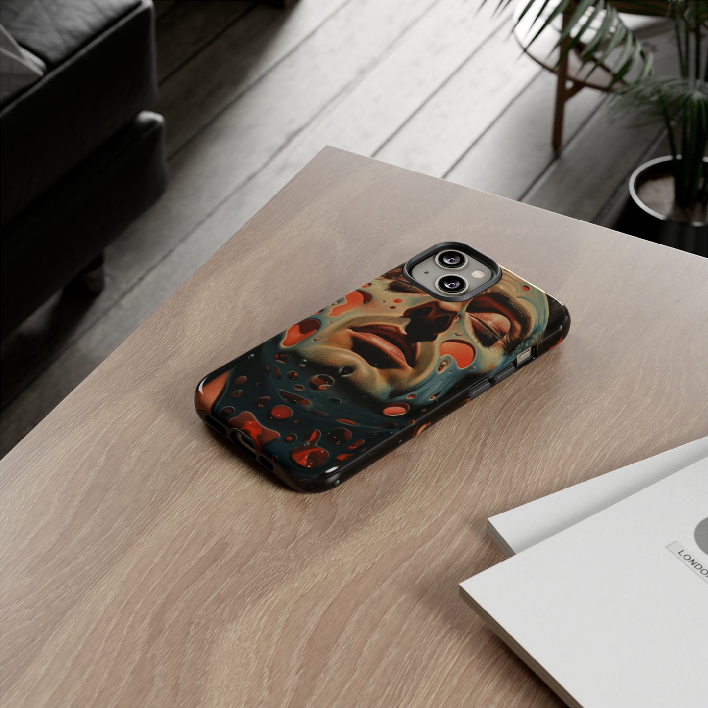 Starry Gaze: Glossy Dual-Layer Surrealism Design Protective Case for iPhone, Samsung, Google Pixel
