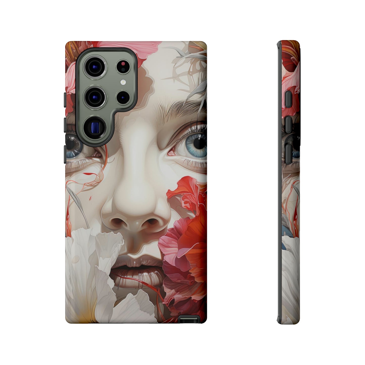 Pale-Faced Woman Floral Escape Protective Phone Case - Vibrant Artistry for iPhone, Samsung, Pixel