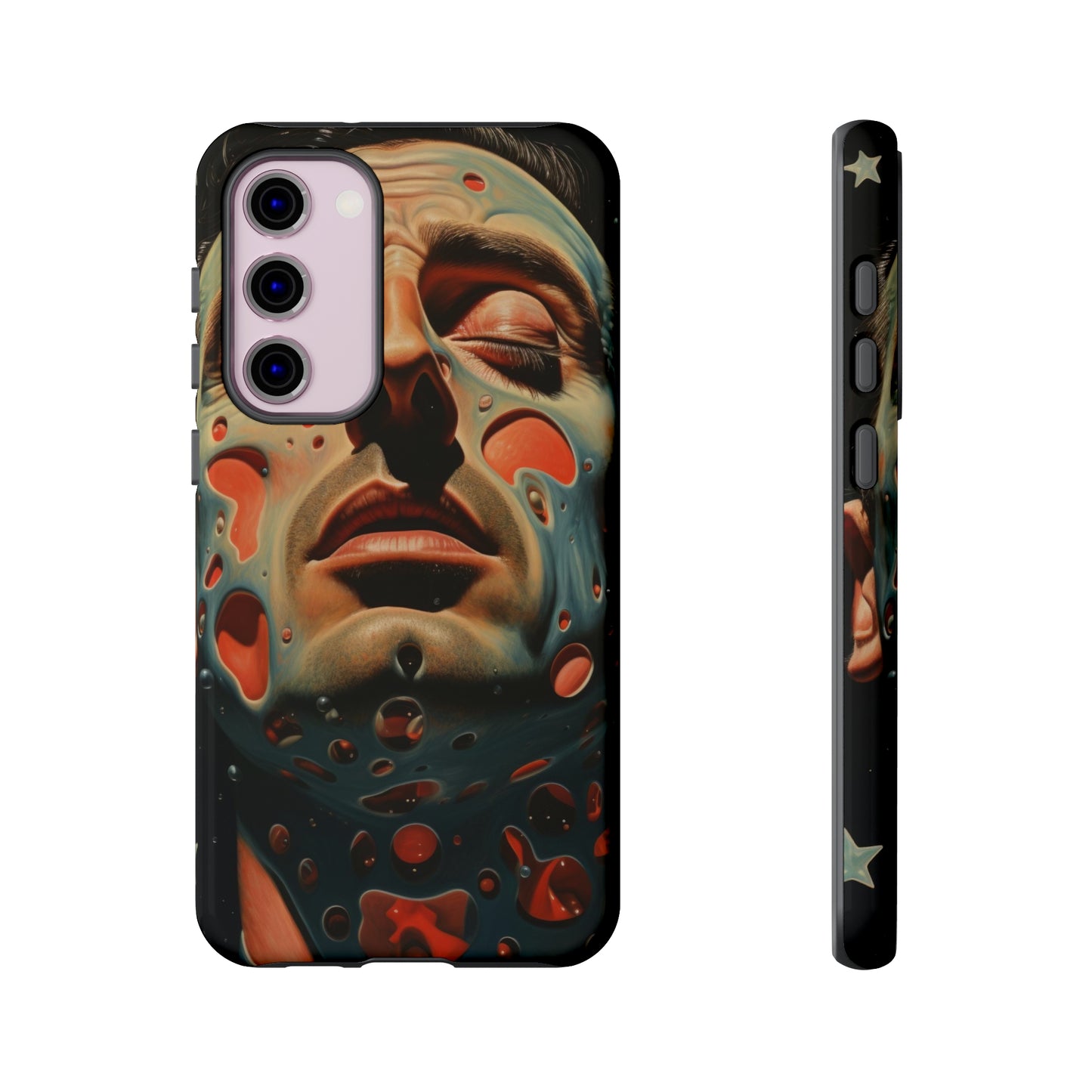 Starry Gaze: Glossy Dual-Layer Surrealism Design Protective Case for iPhone, Samsung, Google Pixel