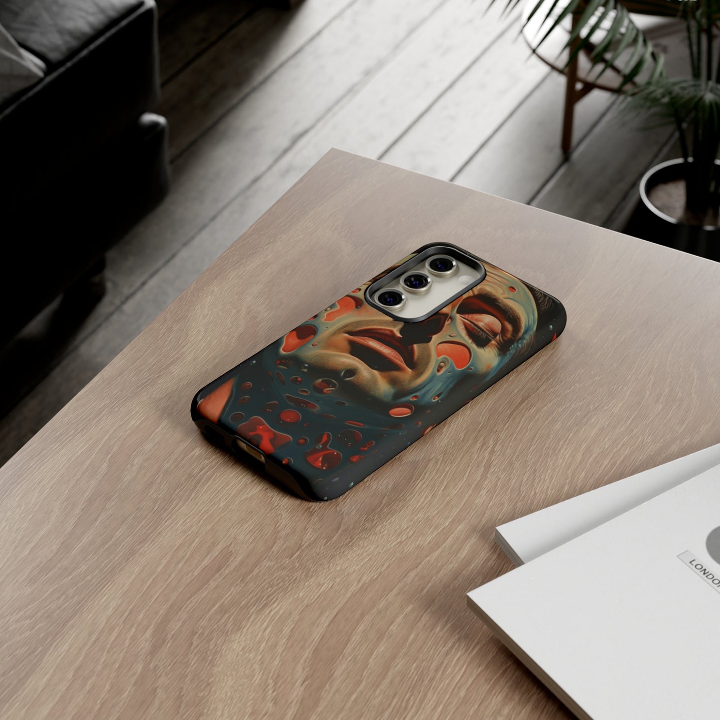 Starry Gaze: Glossy Dual-Layer Surrealism Design Protective Case for iPhone, Samsung, Google Pixel