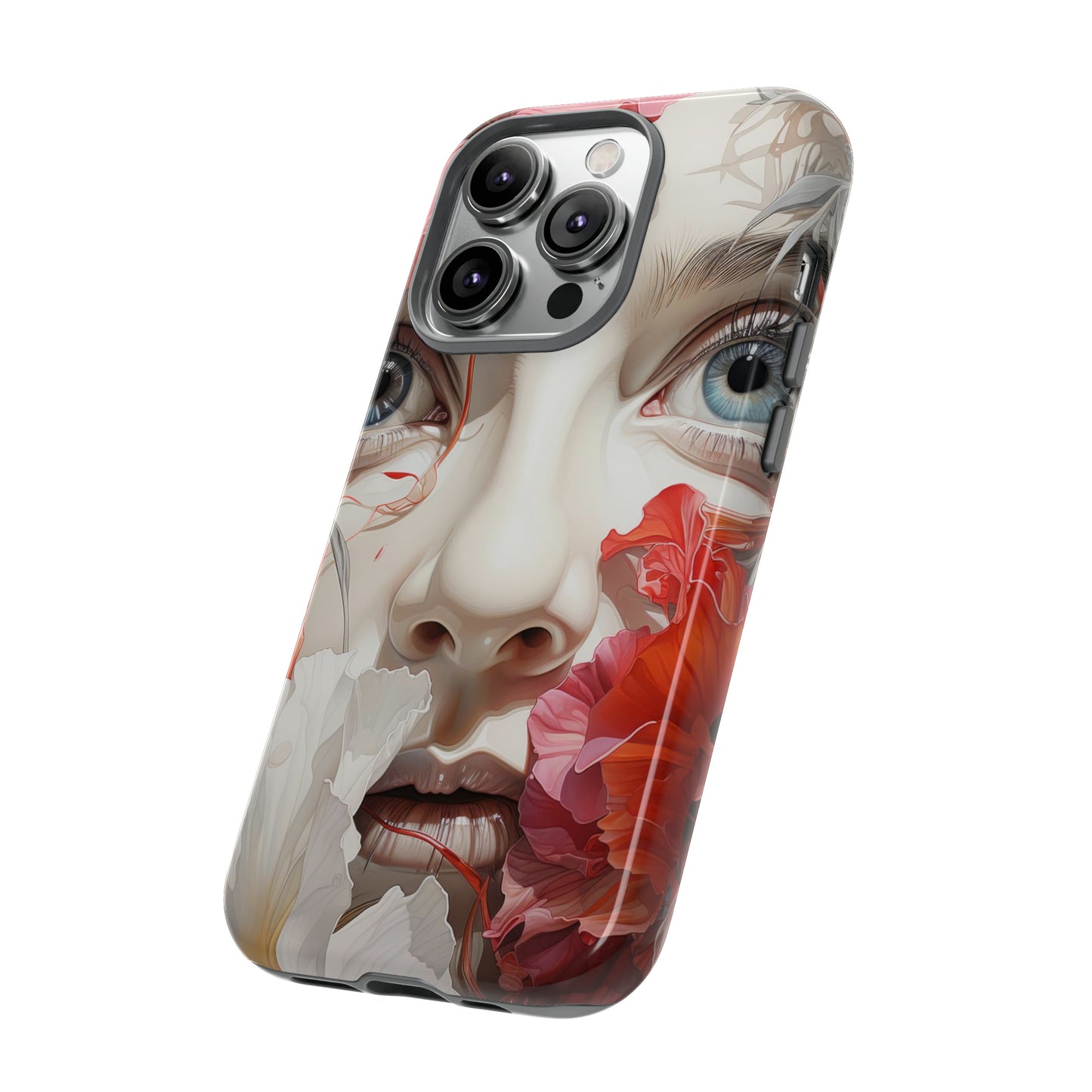 Pale-Faced Woman Floral Escape Protective Phone Case - Vibrant Artistry for iPhone, Samsung, Pixel