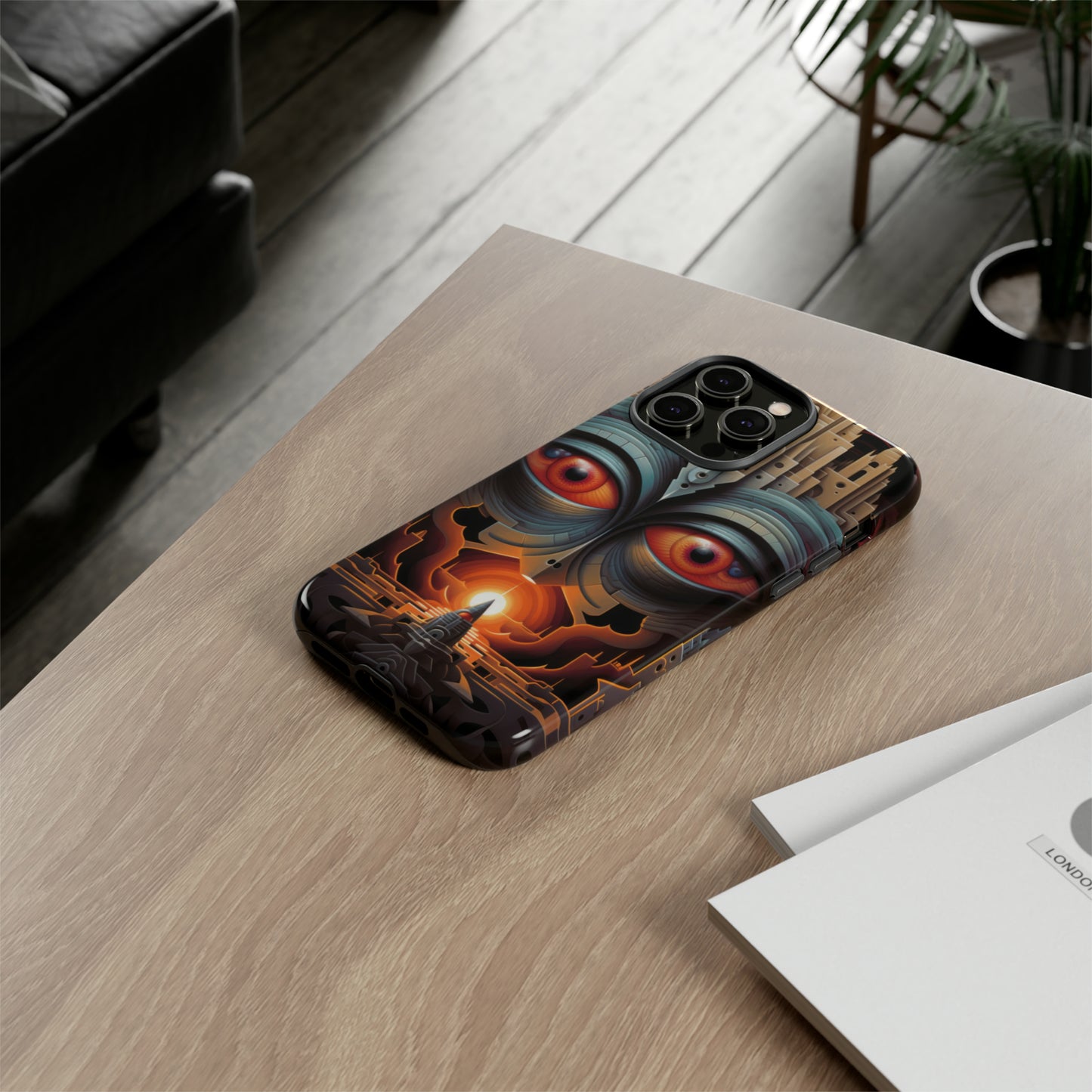 Temple of Watchful Eyes Phone Case - Floating Sanctuary Over Barren Terrain for iPhone, Samsung, Pixel