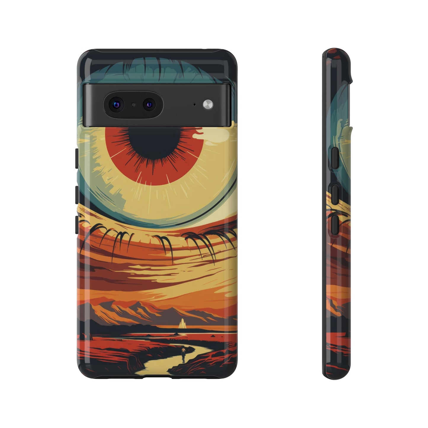 Nature's Beholder: Red Eye Gazing Intently Phone Case for iPhone, Samsung, Pixel