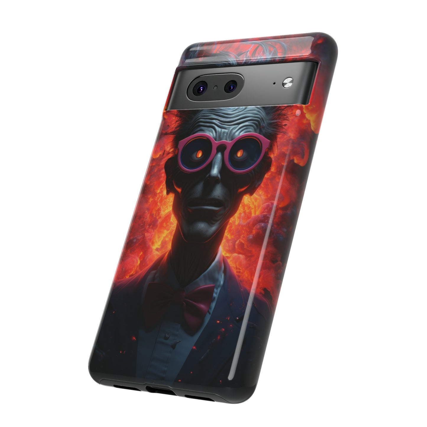 Mad Scientist Mayhem: Explosive Backdrop Phone Case for iPhone, Samsung, Pixel