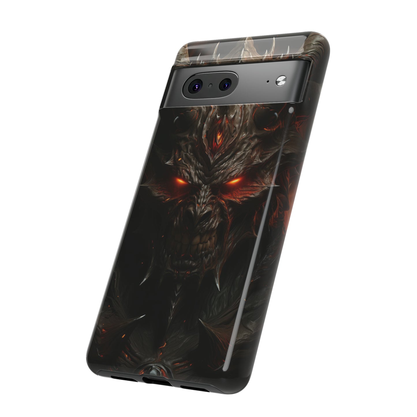 Angry Stone Demon Protective Phone Case - Fiery Gaze Design for iPhone, Samsung, Pixel